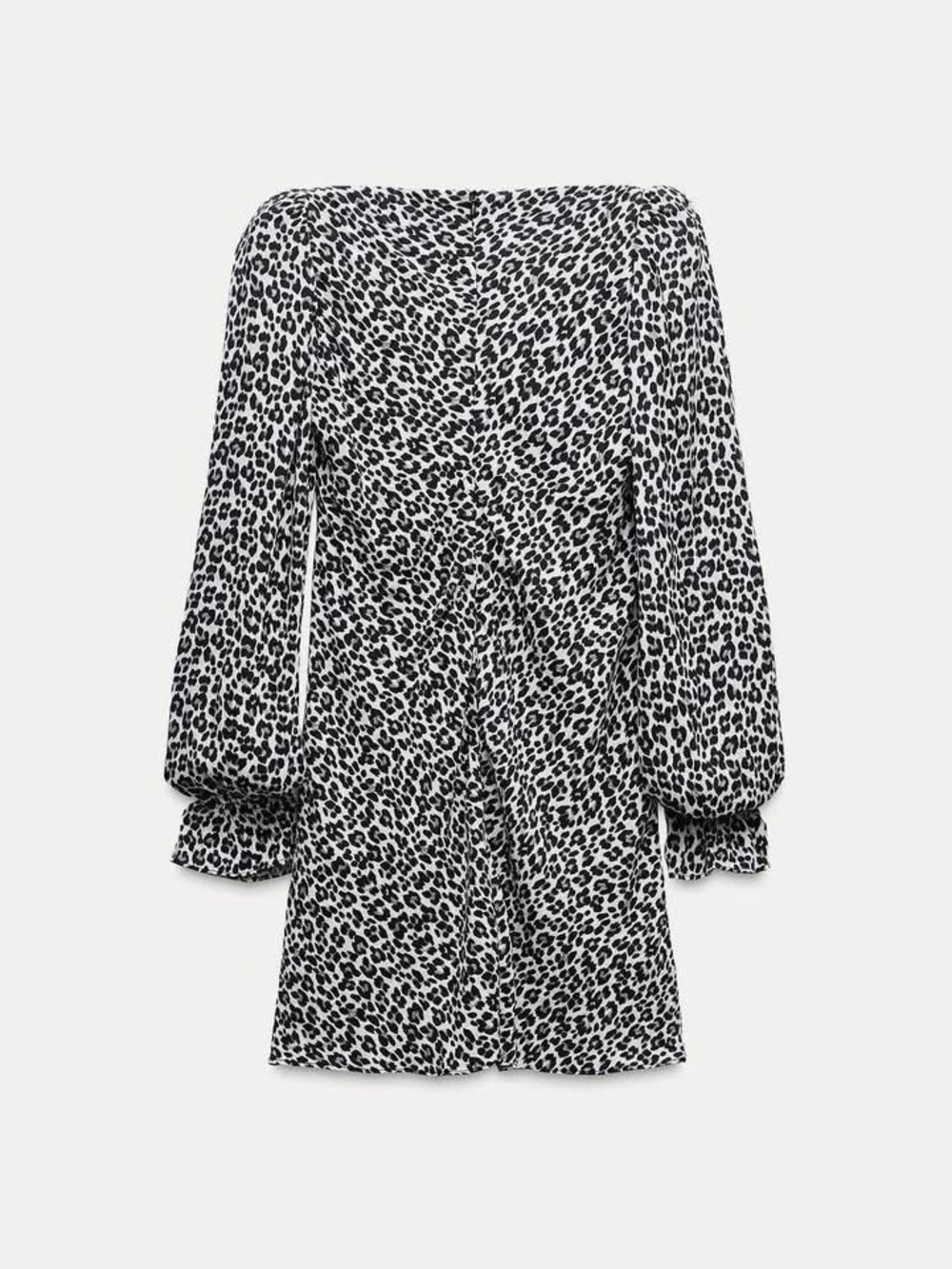 Zara Black and White Leopard-Print Long Sleeve Mini Dress - Picture 2 of 8